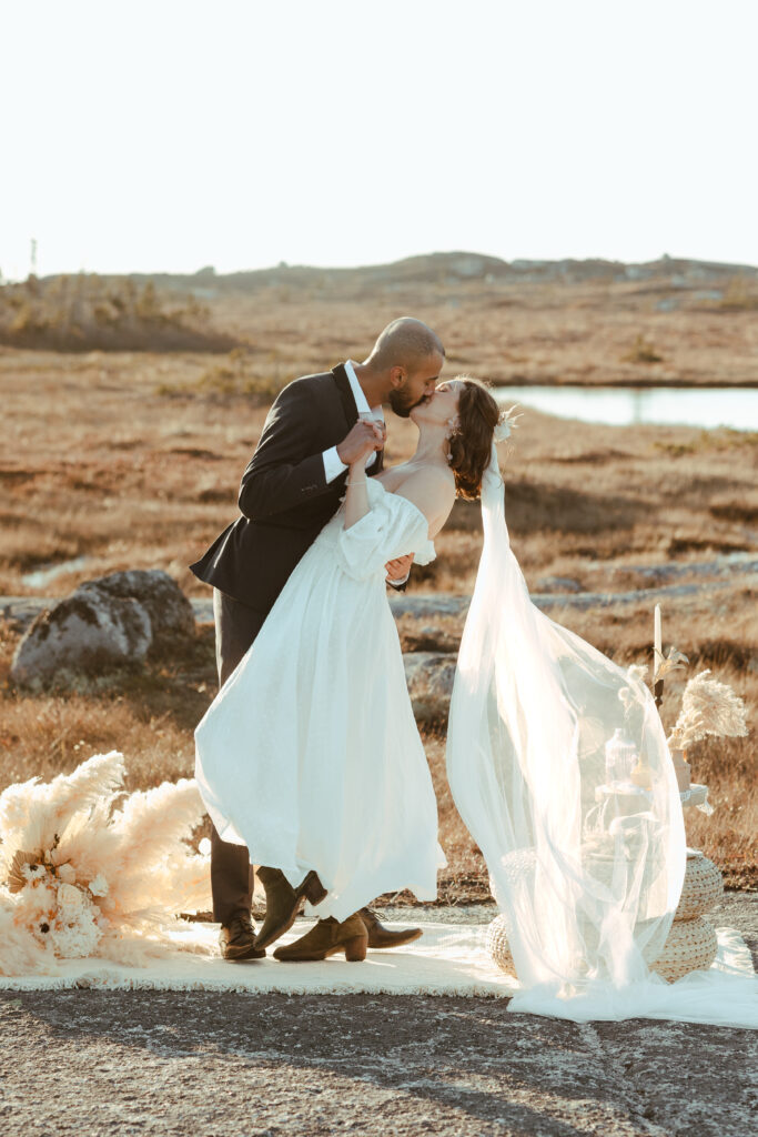 bride and groom's first kiss as husband and wife