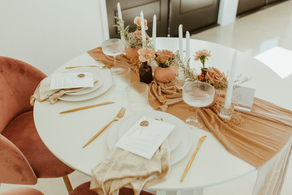 modern wedding tabletop during reception 