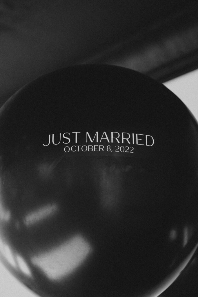 just married black balloon