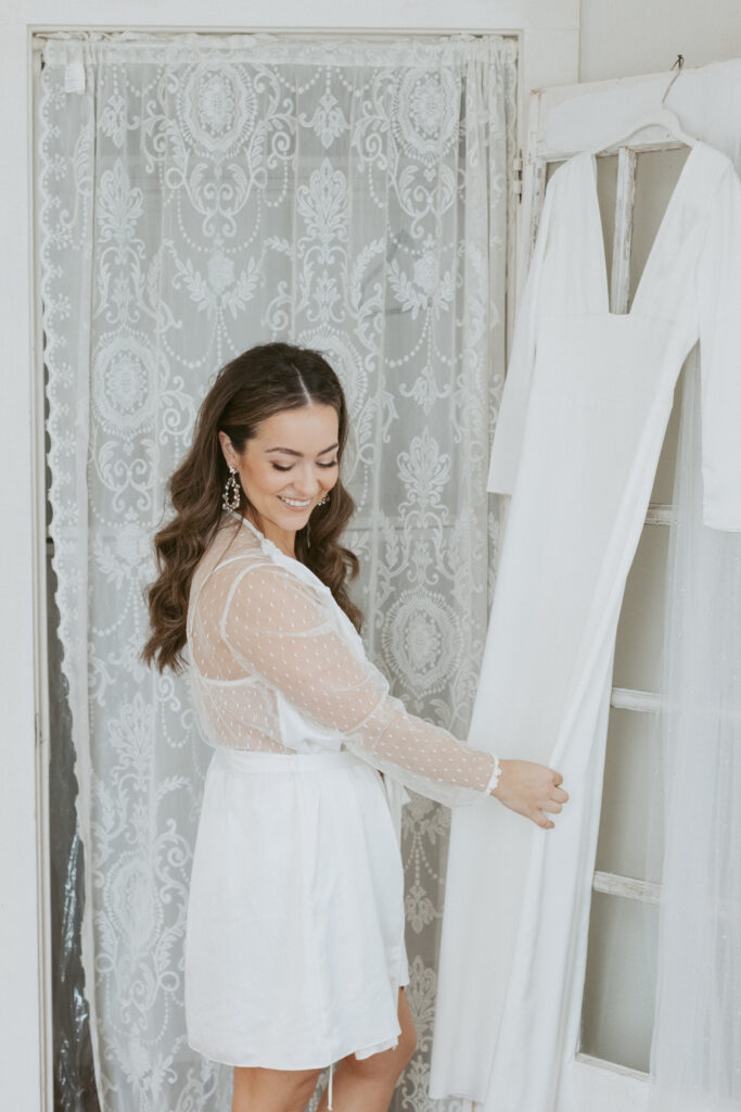 editorial bride with timeless dress
