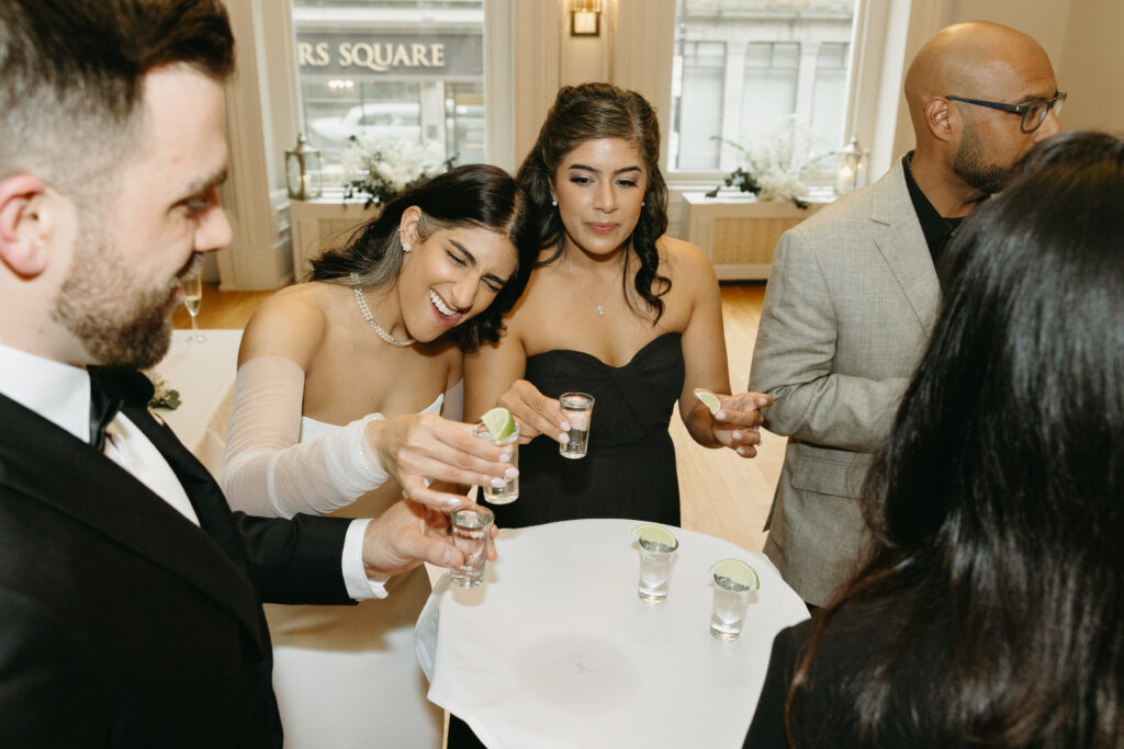 Reception party cocktails at the halifax club wedding venue