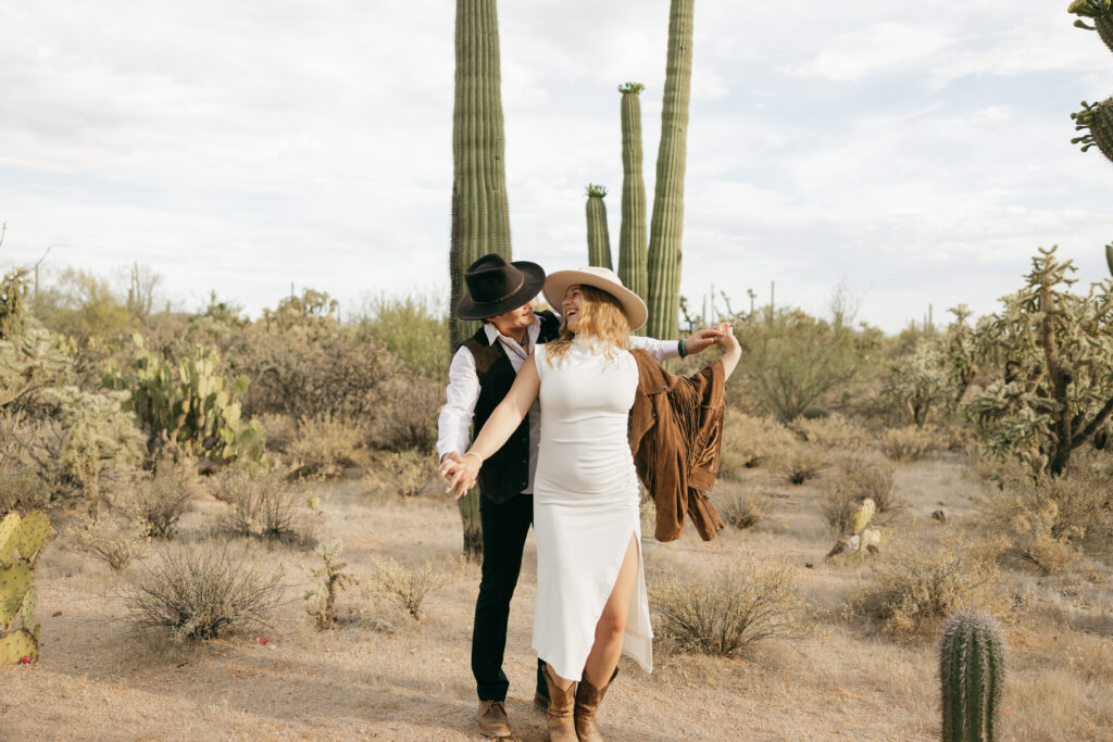 Desert adventure elopement in Tucson, Arizona at the Joshua Tree House wedding venue - Saguaro National Park Wedding and Elopement Photographer