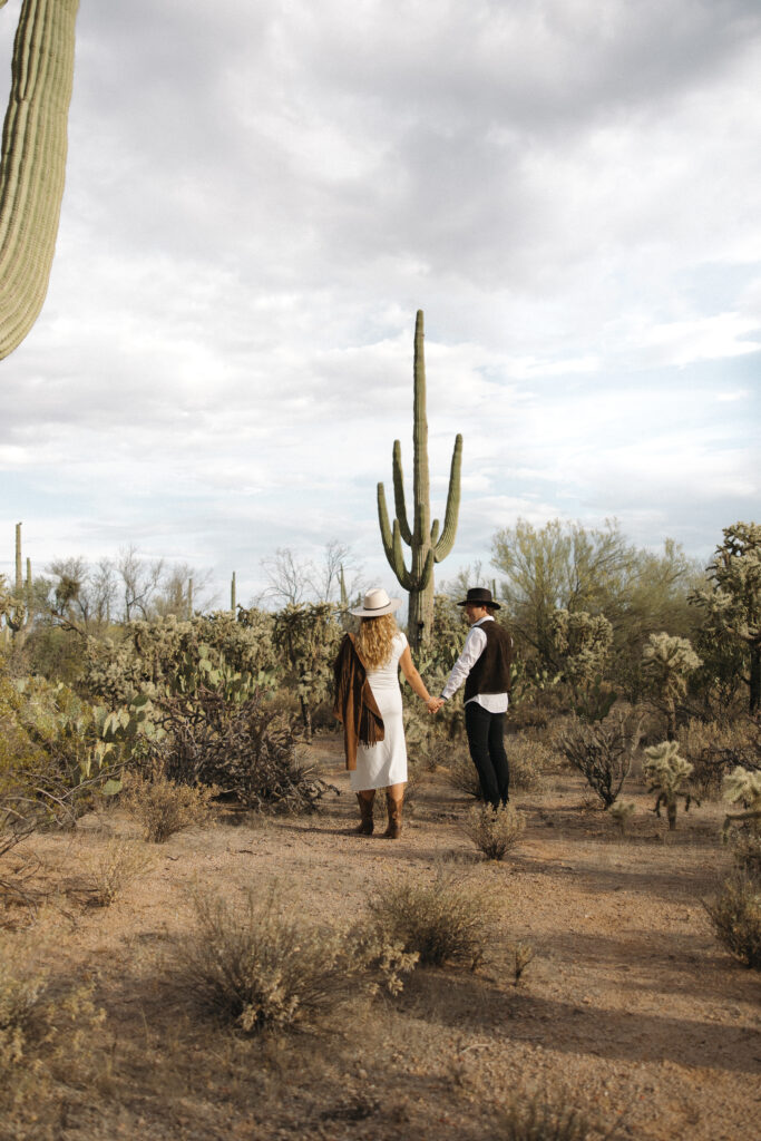 Desert adventure elopement in Tucson, Arizona at the Joshua Tree House wedding venue - Saguaro National Park