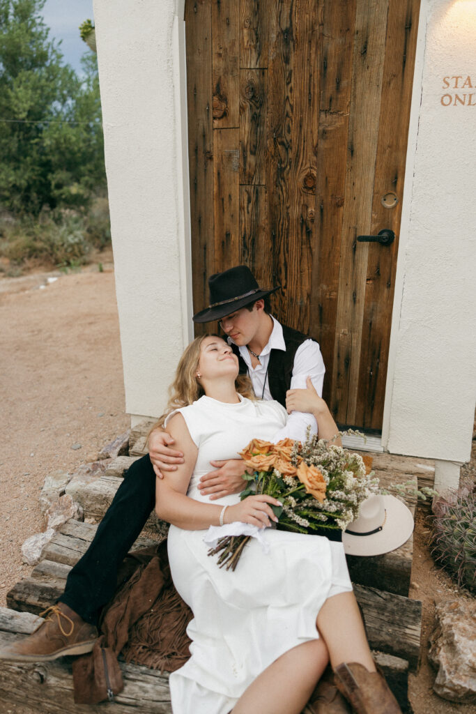 Desert adventure elopement in Tucson, Arizona at the Joshua Tree House wedding venue - Saguaro National Park