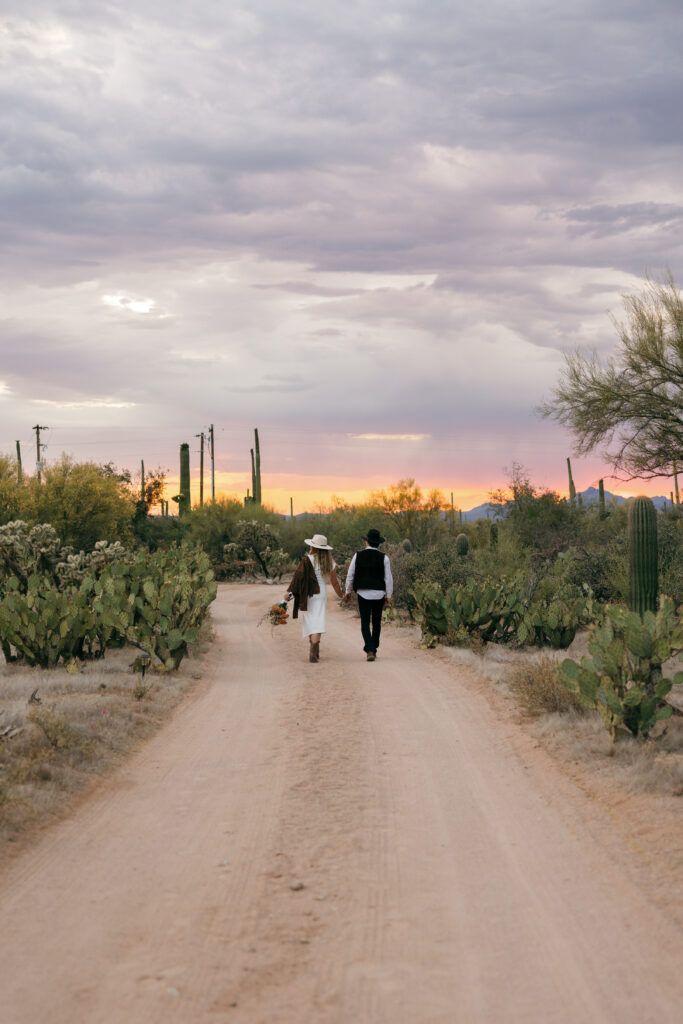 Desert adventure elopement in Tucson, Arizona at the Joshua Tree House wedding venue - Saguaro National Park